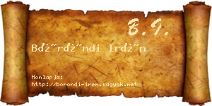 Böröndi Irén névjegykártya